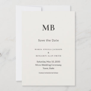 Mariage Minimal Micro Moderne Carte "Save the Date