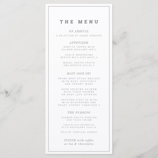 Mariage minimal moderne ou événement menu mono per (Devant)