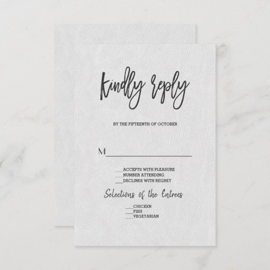 Mariage minimal moderne RSVP écriture manuscrite (Devant / Derrière)