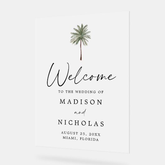 Mariage minimal Palm Tree Bienvenue gelé (Angle)