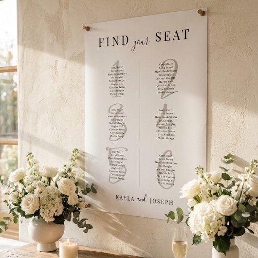 Mariage minimaliste 6 Tableau Sièges