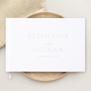 Mariage minimaliste blanc moderne à huile d'argent