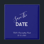 Mariage minimaliste bleu et blanc Enregistrer la d<br><div class="desc">. : Un Mariage minimaliste enregistre la date avec un bel arrière - plan bleu indigo et une police blanche contrastée . : Entièrement personnalisable- changer le texte, la police, la taille de police et la couleur de police. . : Coordonner les éléments disponibles . : Conception disponible en d'autres...</div>
