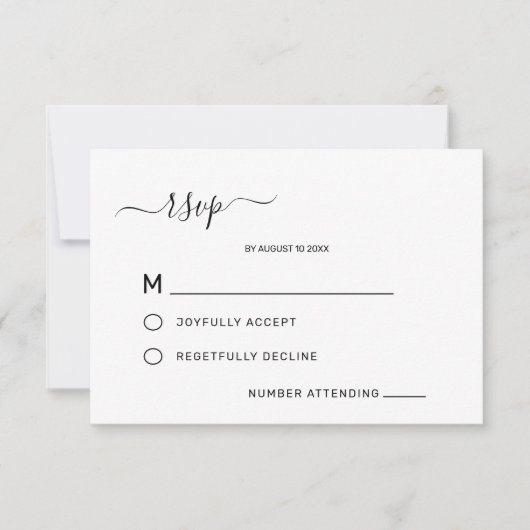 Mariage minimaliste classique blanc élégant RSVP (Devant)
