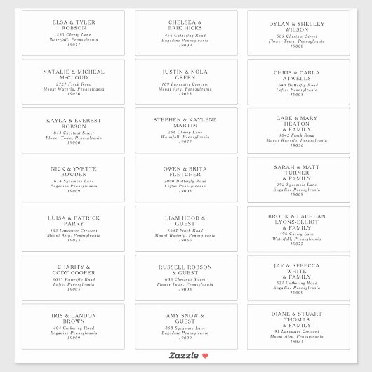 Mariage minimaliste classique Étiquette de adresse