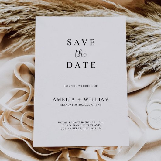 Mariage minimaliste Enregistrer la date Invitation