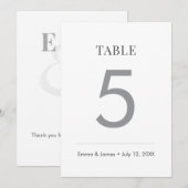 Mariage Minimaliste Esperluette | Numéro de Table (Devant / Derrière)