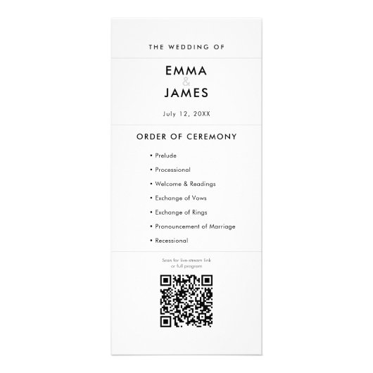 Mariage Minimaliste Esperluette | Programme | Code (Devant)