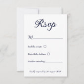 Mariage minimaliste et bleu marine moderne RSVP (Devant)