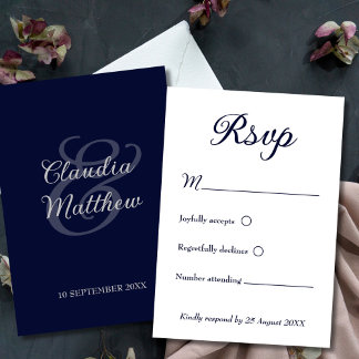 Mariage minimaliste et bleu marine moderne RSVP