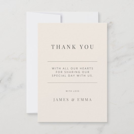 Mariage Minimaliste Merci Beige Doux (Devant)