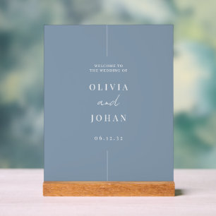 Mariage Minimaliste Moderne Bienvenue Bleu Poussié