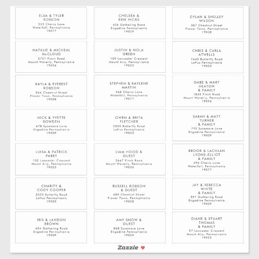 Mariage minimaliste moderne Étiquettes de adresse 