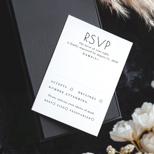 Mariage minimaliste moderne noir et blanc RSVP