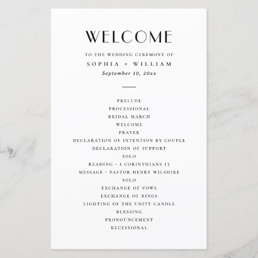 Mariage Minimaliste Moderne | Programme Noir & Bla (Devant)