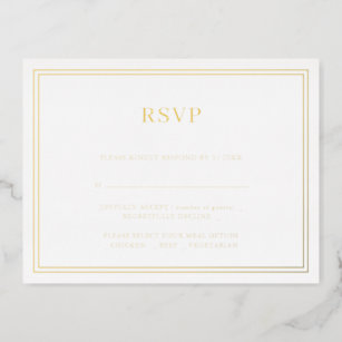 Mariage minimaliste moderne RSVP Foil Invitation P