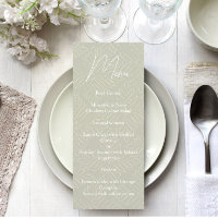 Mariage minimaliste moderne vert olive Menu