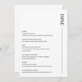 Mariage minimaliste noir et blanc Menu 5x7 moderne (Devant / Derrière)