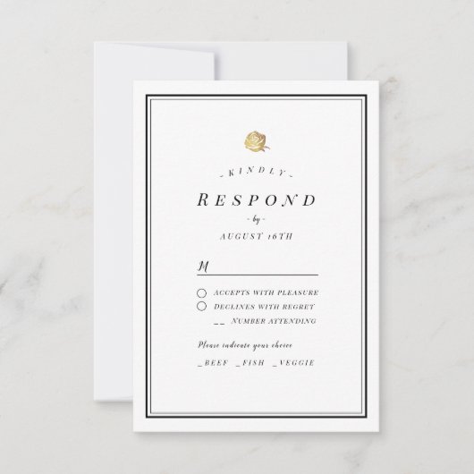 Mariage minimaliste noir et blanc RSVP (Devant)