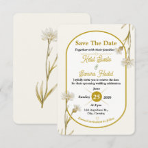Mariage minimaliste or botanique Save The Date