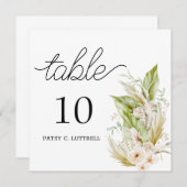 Mariage minimaliste Pampas Numéro de table Modèle (Devant / Derrière)
