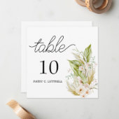 Mariage minimaliste Pampas Numéro de table Modèle (Devant/Arrière en situation)