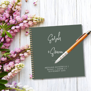 Mariage minimaliste Sage Green Moss Carnet invité