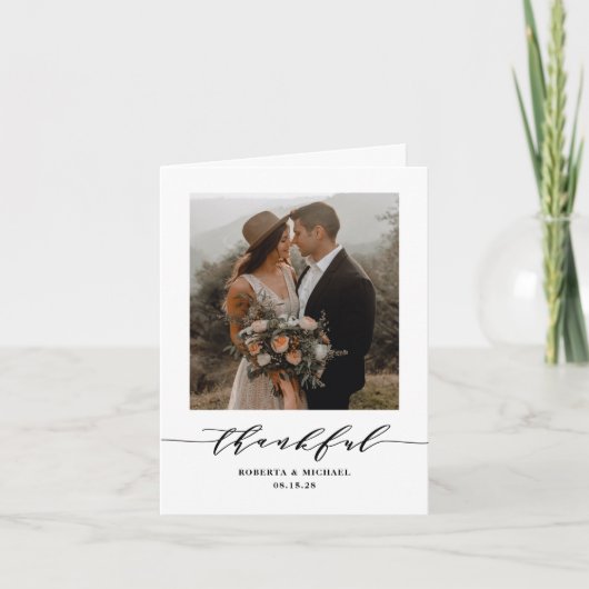 Mariage Minimaliste Script Merci Plié (Devant)