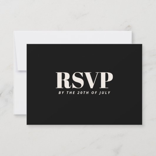 Mariage minimaliste simple Noir moderne RSVP (Dos)