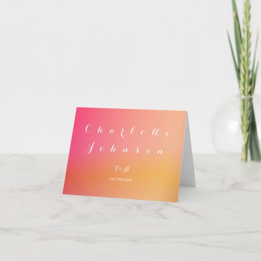 Mariage Modern Sunset Ombre Nom et menu Lieu (Devant)