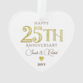 Mariage moderne 25e anniversaire Gold Keepsaké (dos)