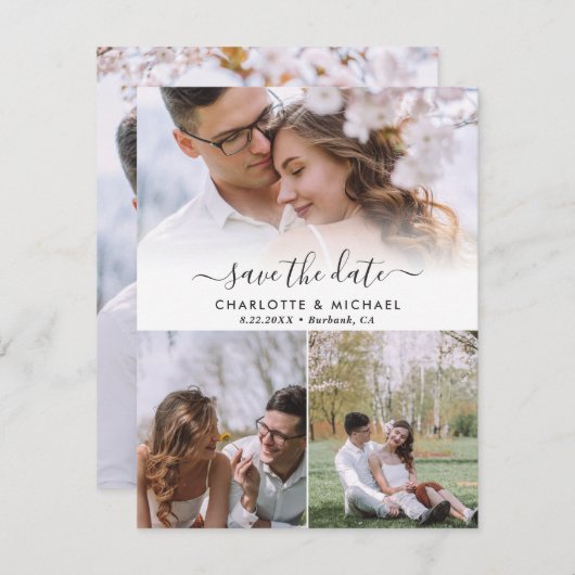 Mariage Moderne 4 Photo Enregistrer Les Cartes De (Devant / Derrière)