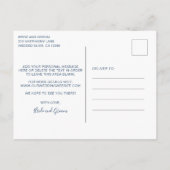 Mariage moderne à l'aquarelle bleue marine, carte  (Dos)