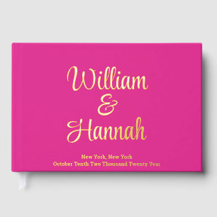 Mariage moderne amusant rose vif avec couverture d