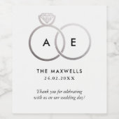 Mariage moderne Argent Anneau Monogramme Étiquette (Étiquettes simples)