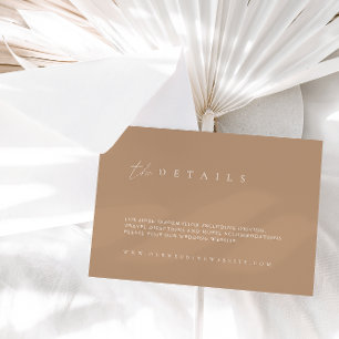 Mariage moderne beige Tan Détails Carte de boîtier