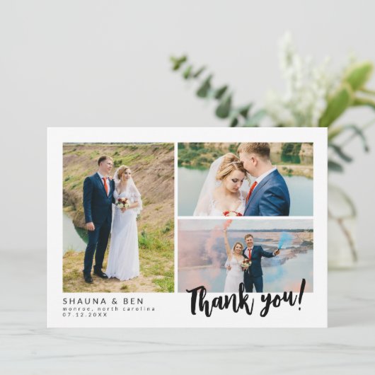 Mariage moderne blanc 3 Photo Collage Merci (Debout devant)