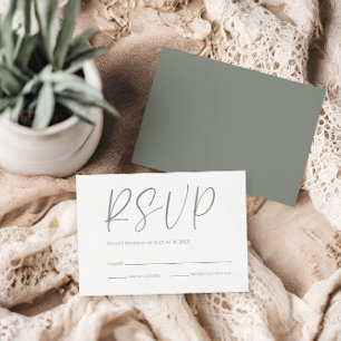Mariage moderne blanc et vert sage RSVP