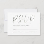 Mariage moderne blanc et vert sage RSVP (Devant)