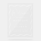 Mariage moderne blanc Wavy Frame Welcome (Recto)