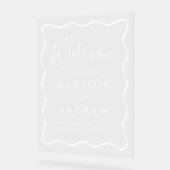 Mariage moderne blanc Wavy Frame Welcome (Angle)