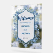 Mariage moderne bleu & blanc de superposition fleu (Angle)