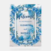 Mariage moderne bleu & blanc de superposition fleu (Recto)