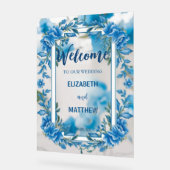 Mariage moderne bleu & blanc de superposition fleu (Angle)