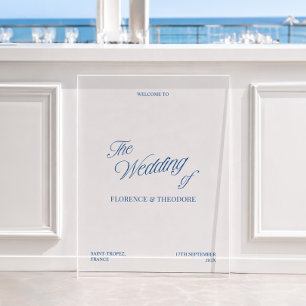 Mariage Moderne Bleu et Blanc de Bienvenue