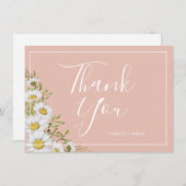 Mariage moderne Blush & White Daisies Merci (Devant / Derrière)
