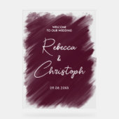 Mariage moderne bordeaux peint accueil acrylique (Recto)