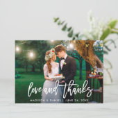 Mariage moderne Brush Script Photo Love Merci (Debout devant)