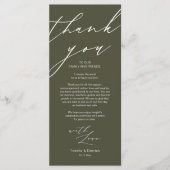 Mariage moderne Cadre Merci Carte Dîner (Devant)