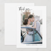 Mariage moderne Calligraphie Carte de remerciement (Devant / Derrière)